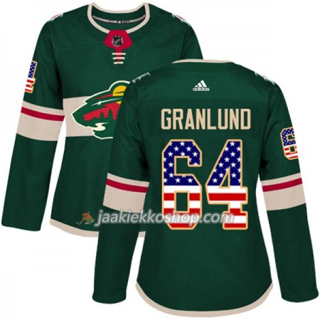 Nainen NHL Minnesota Wild Pelipaita Mikael Granlund 64 Adidas 2017-2018 Vihreä USA Flag Fashion Authentic